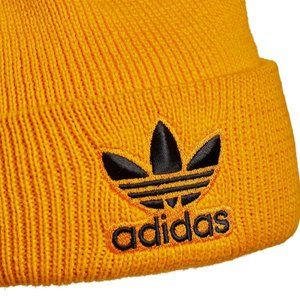 NWT Adidas Originals Trefoil Collegiate Gold Yellow logo Cuff Beanie Hat